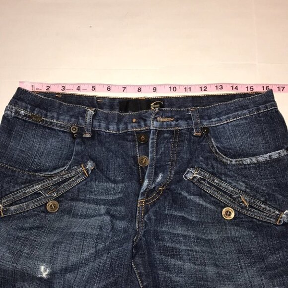 𝅺JUST Cavalli men dark blue straight leg distressed jeans size 33 47 - Picture 12 of 16